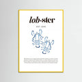 Póster Blue Lobster Poster | Minimalist Coastal Art with Seafood Illustration – póster e impresión artística