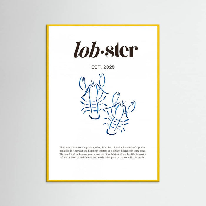 Póster Blue Lobster Poster | Minimalist Coastal Art with Seafood Illustration – póster e impresión artística