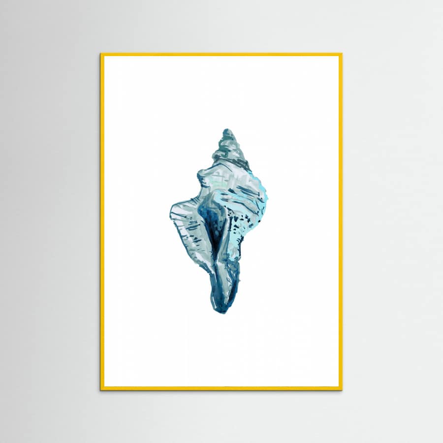 Blue Seashell On White Background No4 Poster – poster och konsttryck