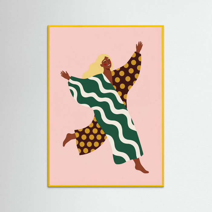 Yellow Wood Bold Stylized Figure