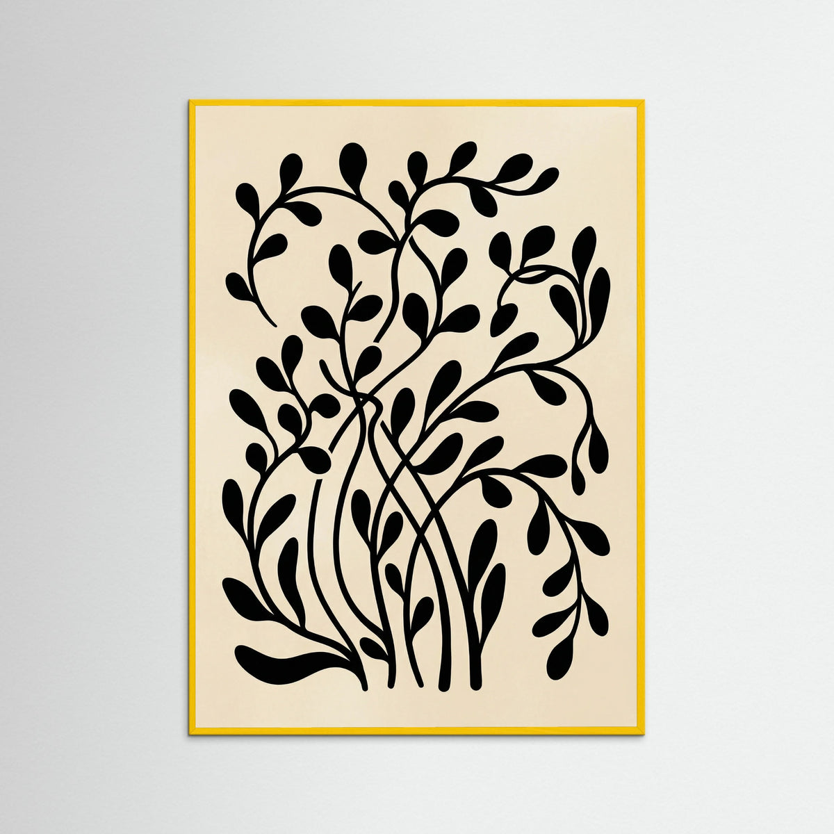Yellow Wood Botanical Silhouette Black