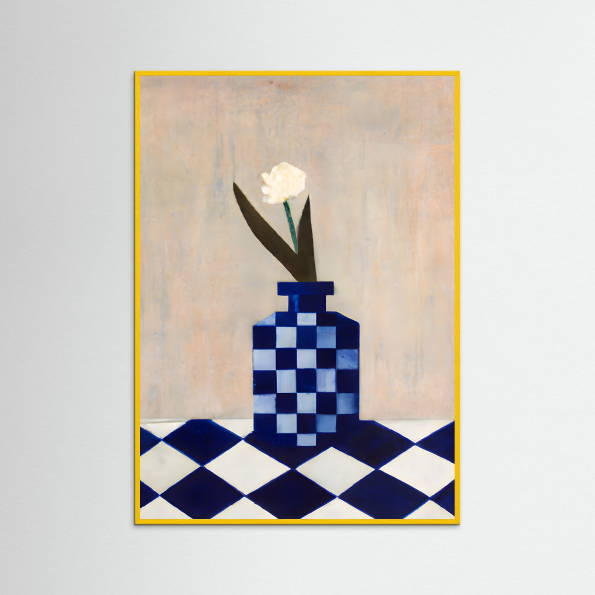 Yellow Wood Check the Vase Poster
