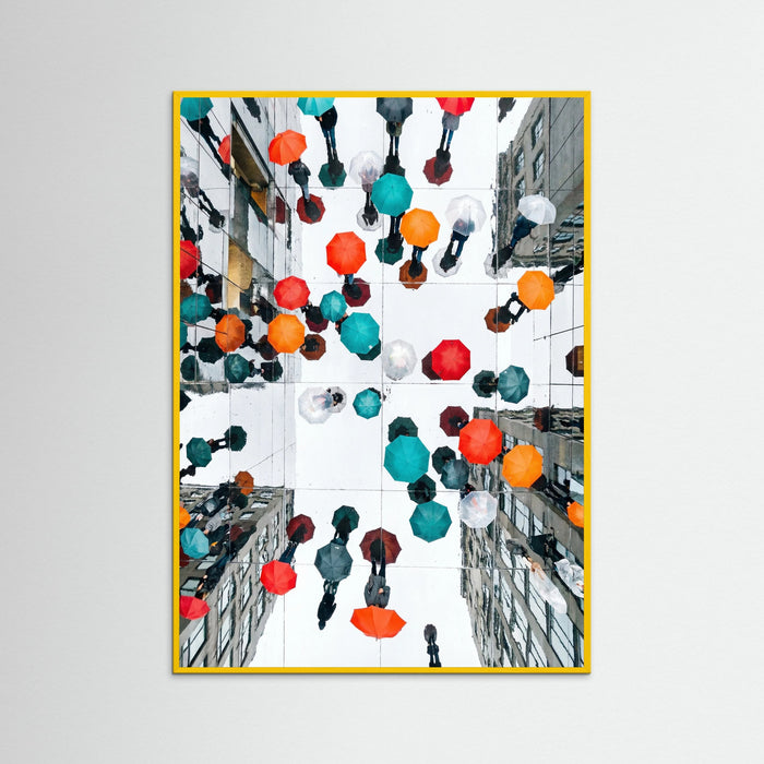 Yellow Wood Colorful Rain Promenade