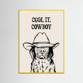 Yellow Wood Cool it Cowboy Black Poster