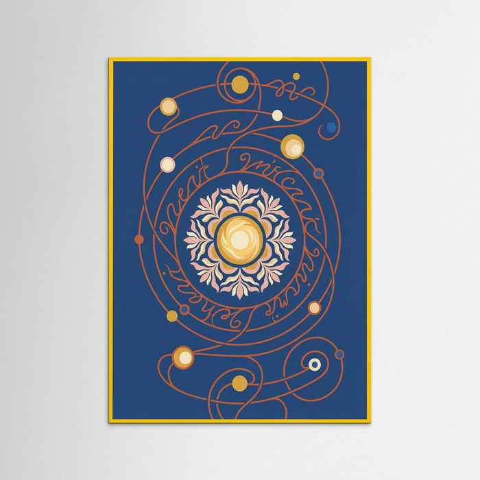 Yellow Wood Cosmic Floral Script