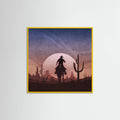 Yellow Wood Cowboy Sunset Poster