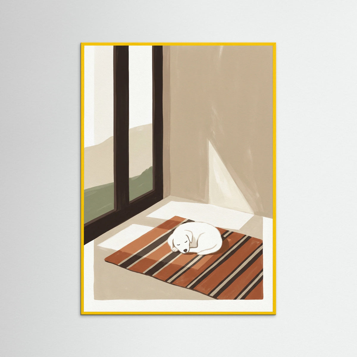 Yellow Wood Cozy Cat Napping
