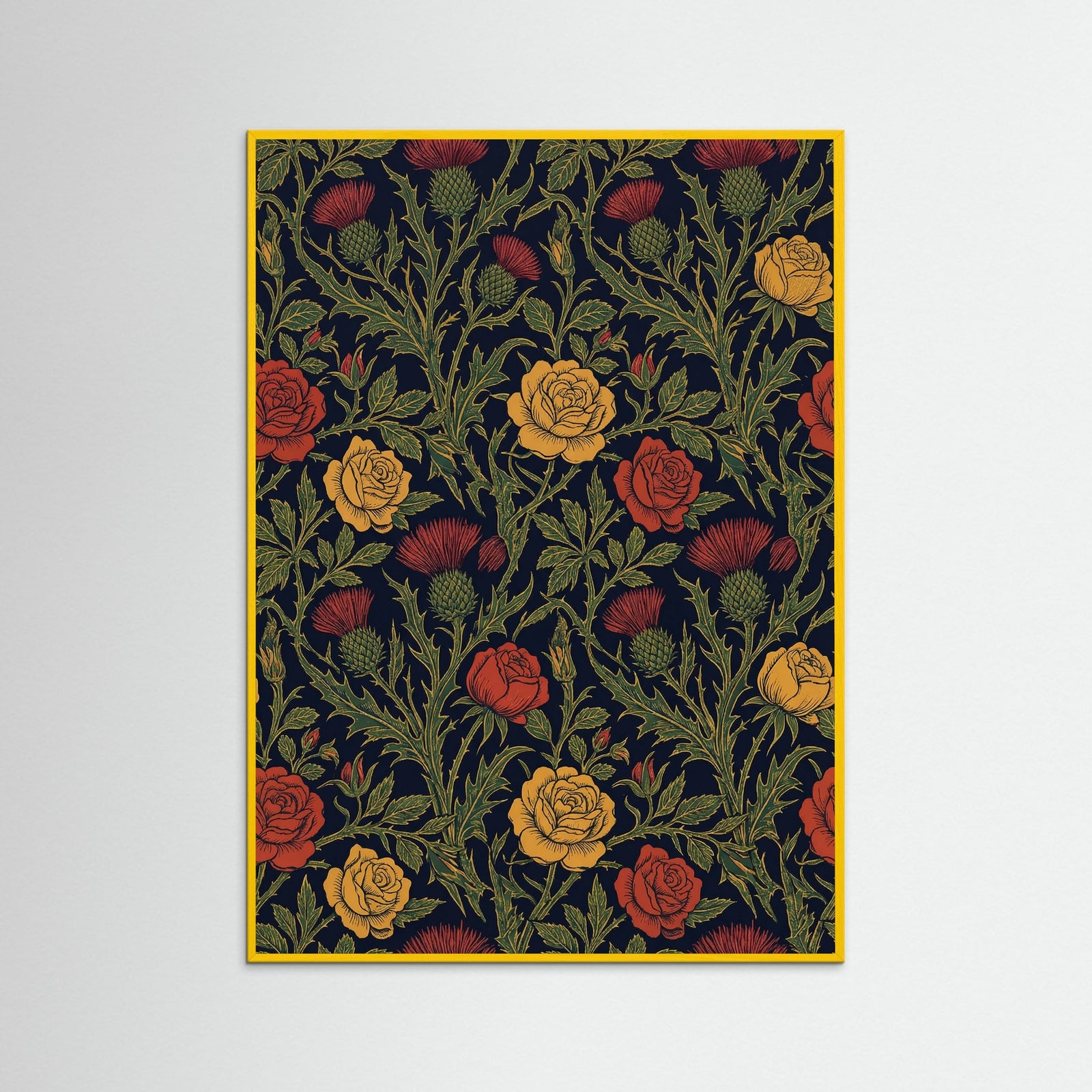 Yellow Wood Crimson Floral Tapestry