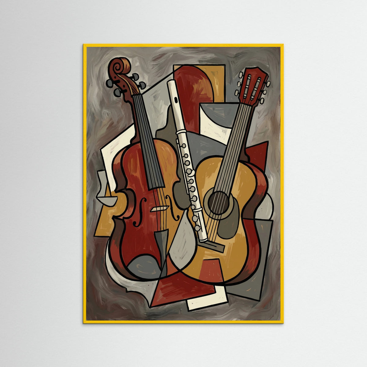 Yellow Wood Cubist Seated Woman Green