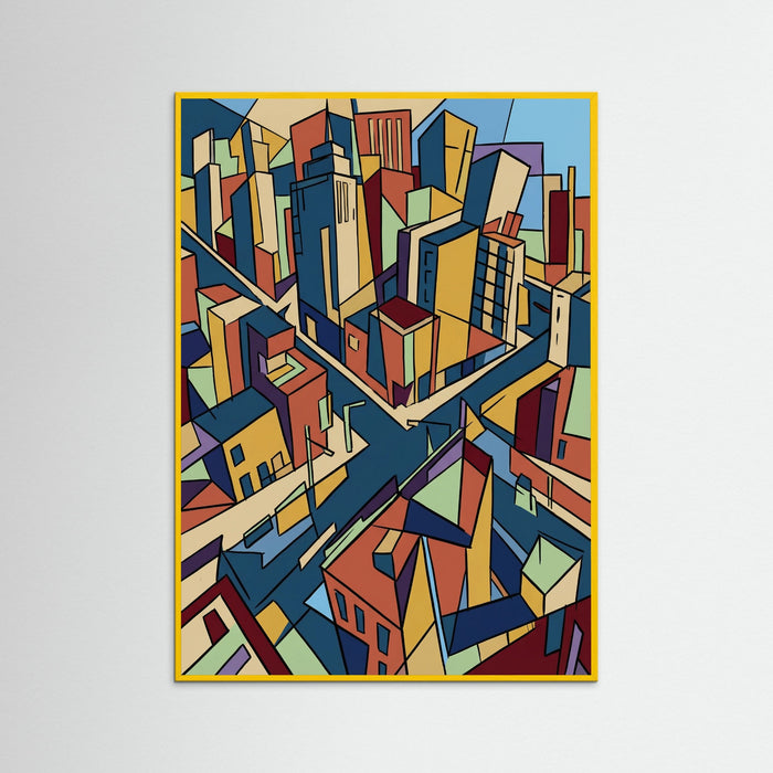 Yellow Wood Cubist Woman Portrait