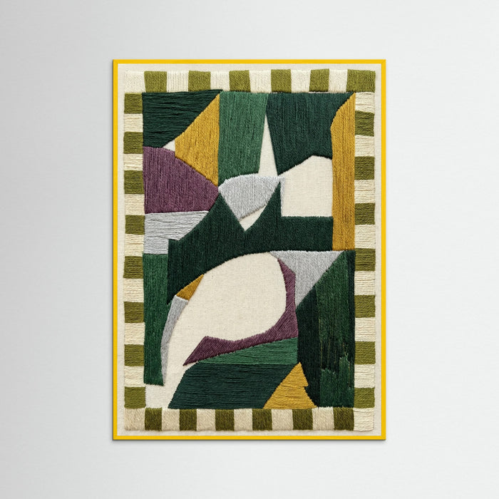 Yellow Wood Embroidered Geometry