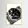 Yellow Wood Feline Repose Black