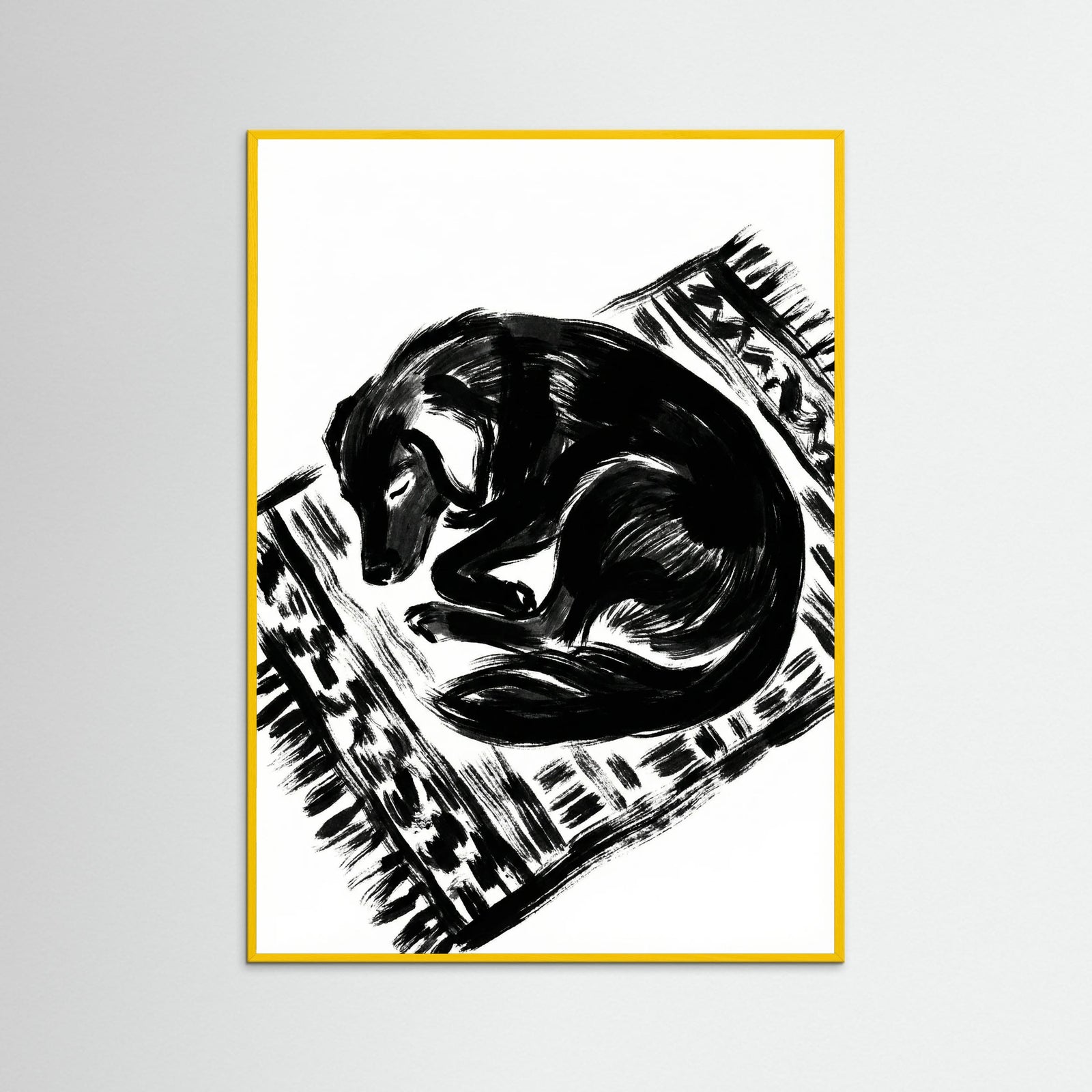 Yellow Wood Feline Repose Black