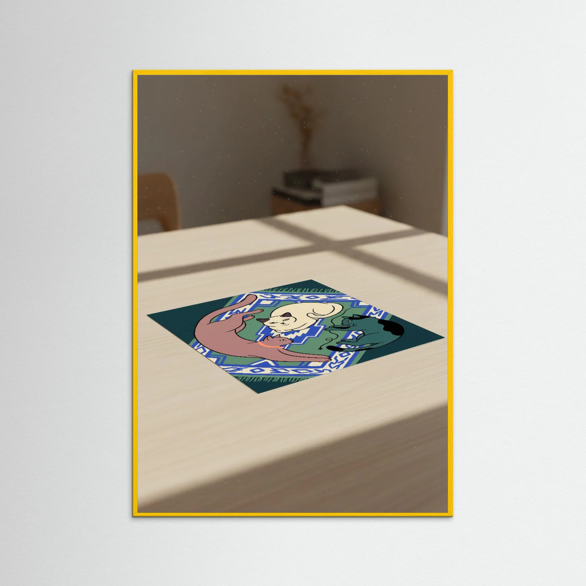 Yellow Wood Feline Still Life