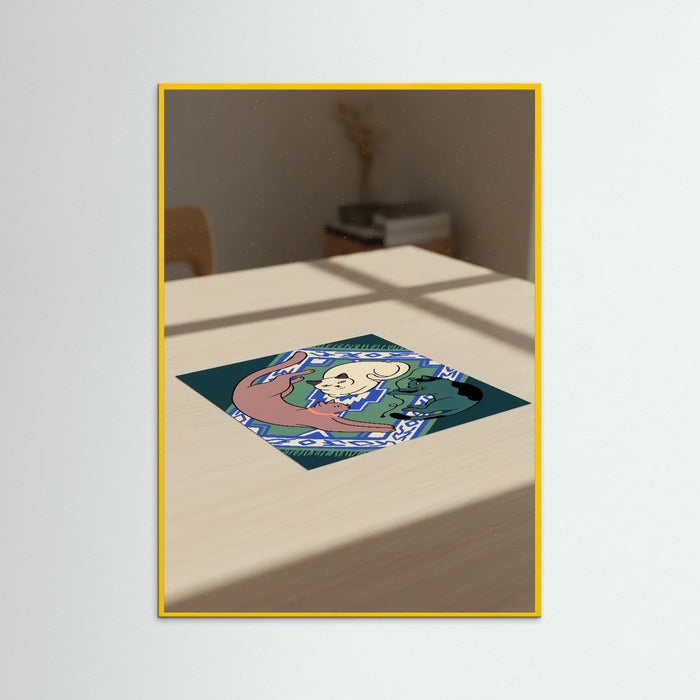 Yellow Wood Feline Still Life