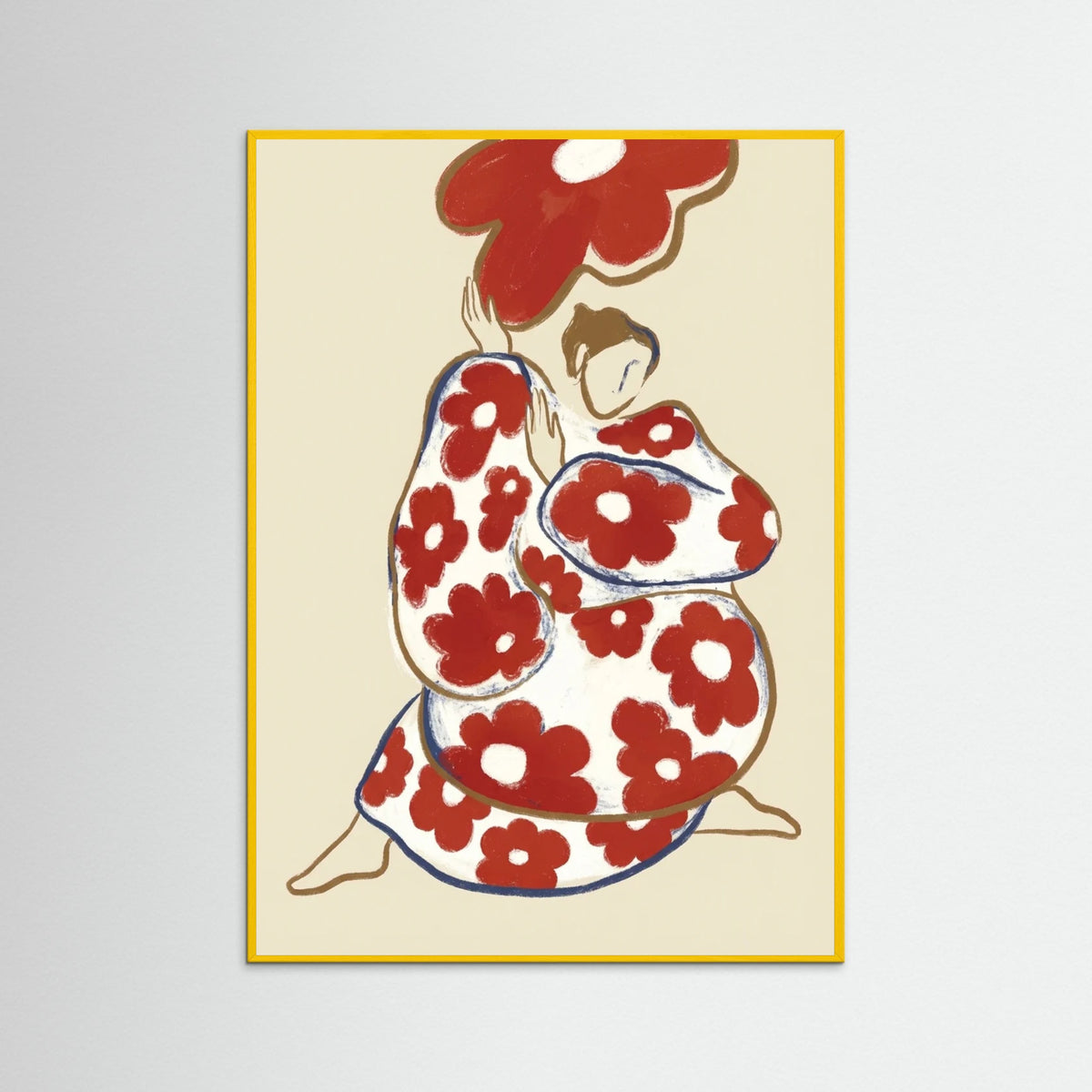 Yellow Wood Floral Embrace