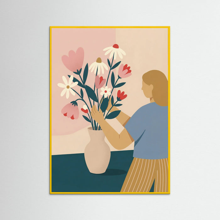 Yellow Wood Floral Embrace