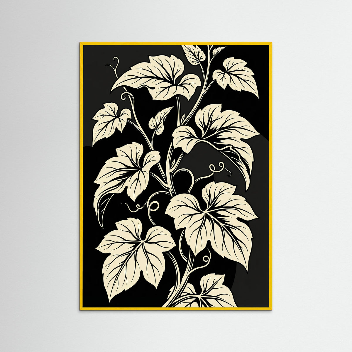 Yellow Wood Floral Silhouette