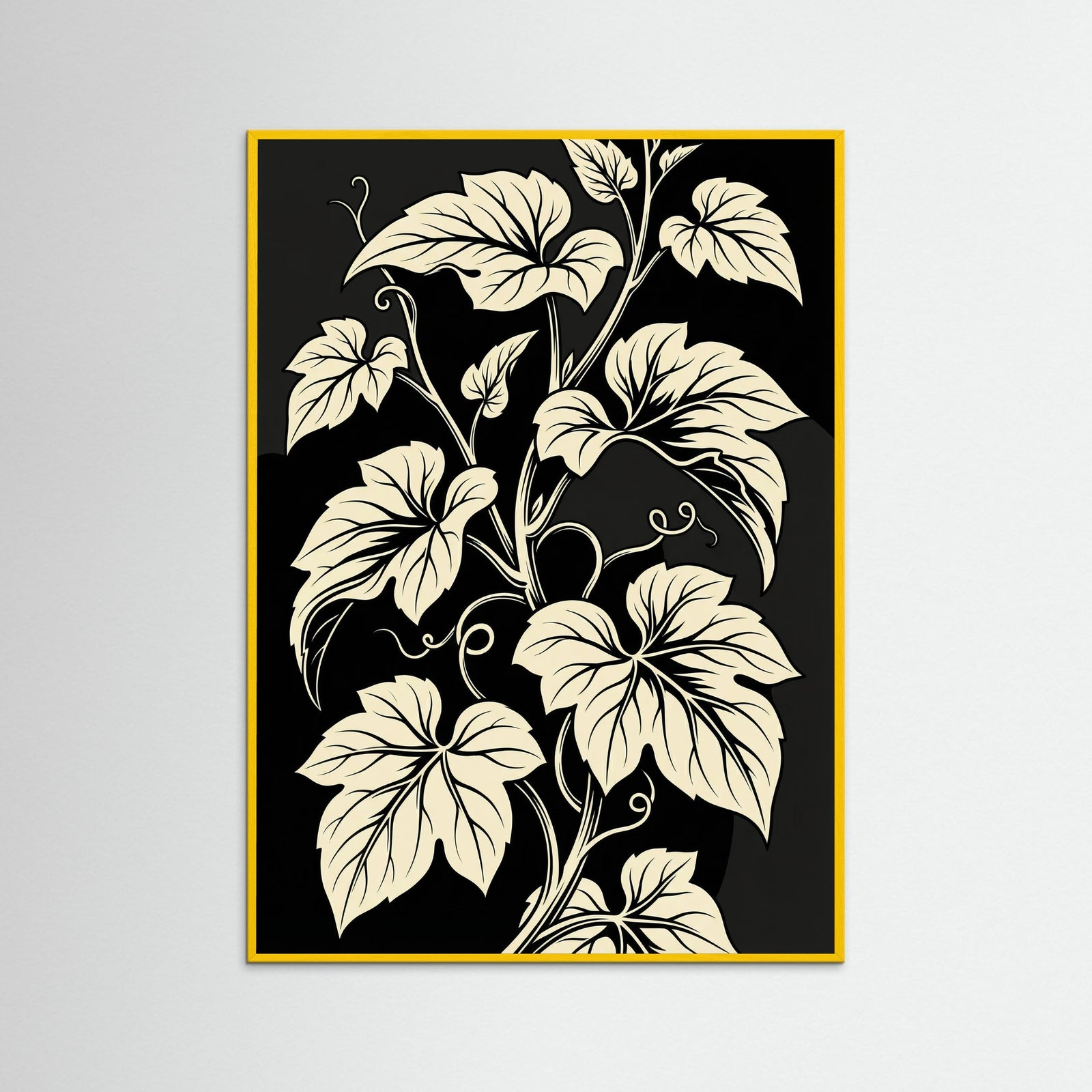 Yellow Wood Floral Silhouette