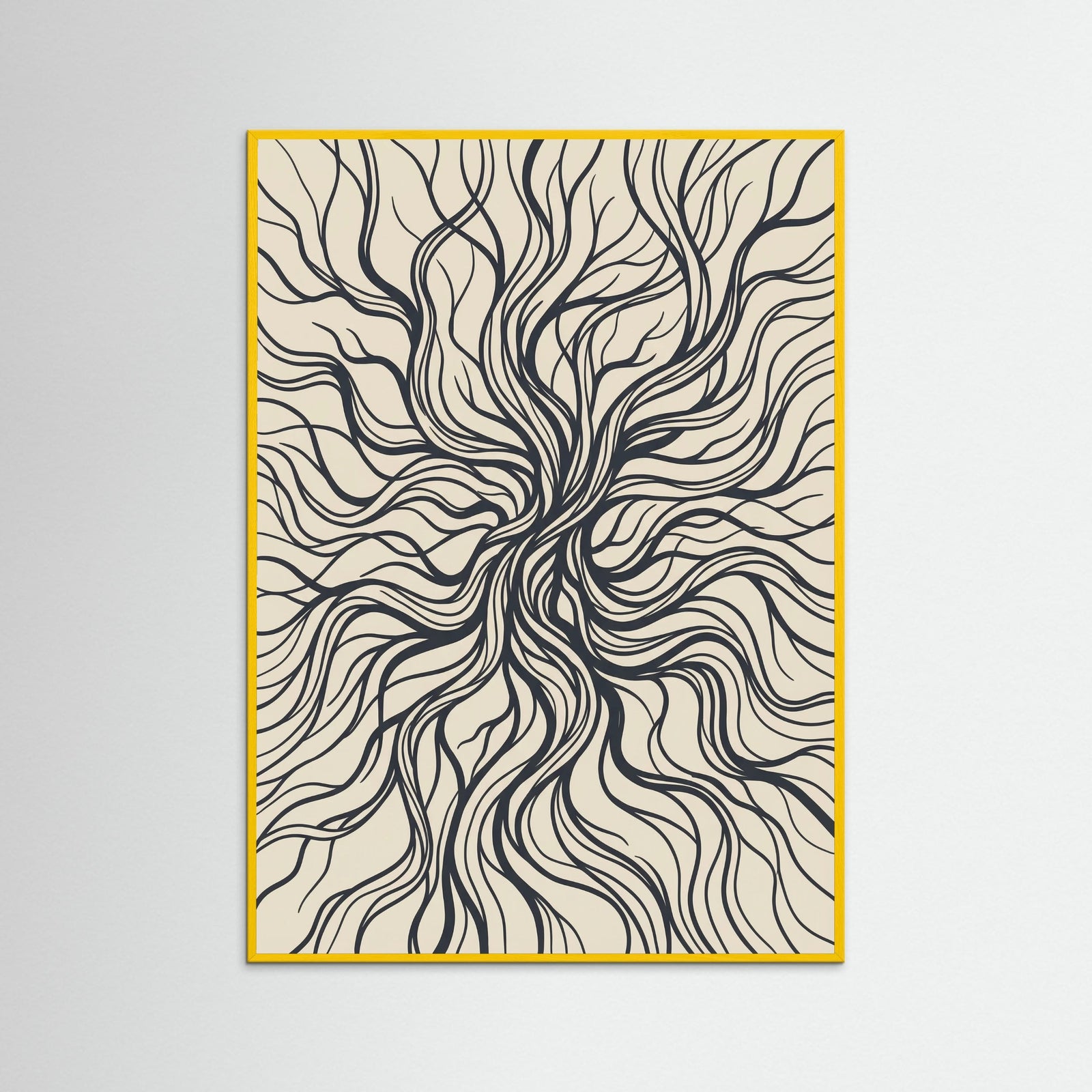 Yellow Wood Flowing Contours