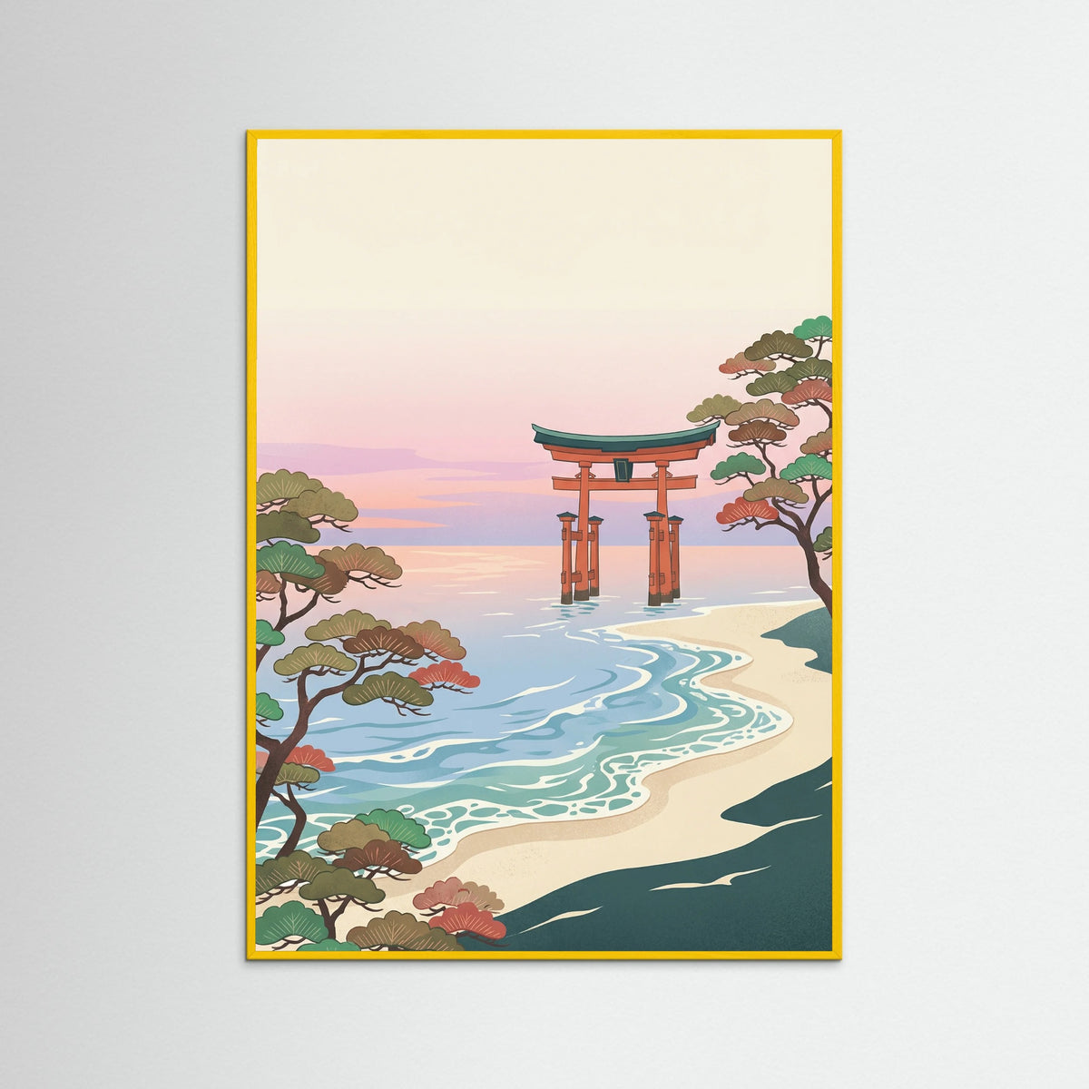 Yellow Wood Flowing Mountain Serenity