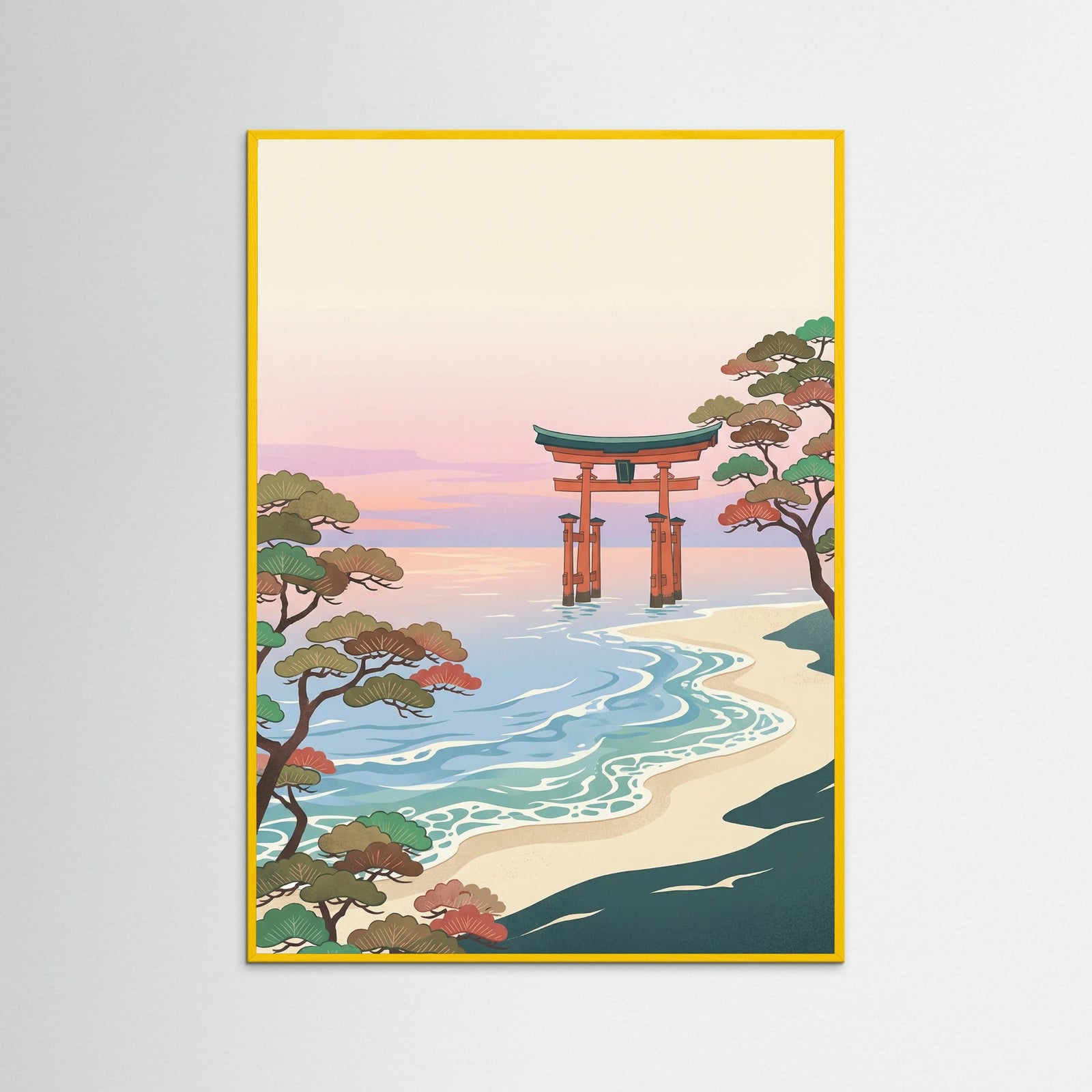 Yellow Wood Flowing Mountain Serenity