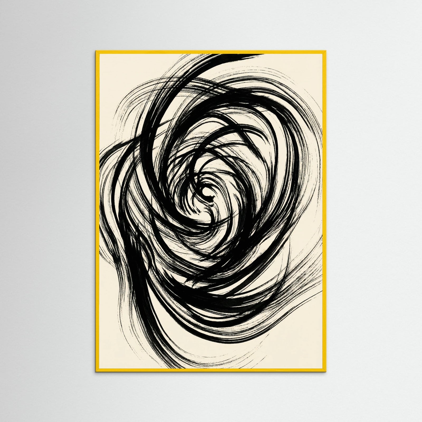 Yellow Wood Fluid Black Strokes
