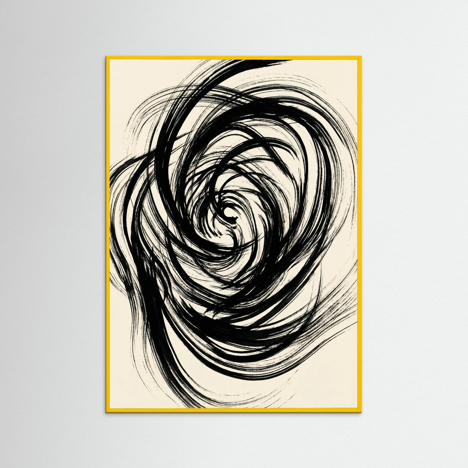 Yellow Wood Fluid Black Strokes