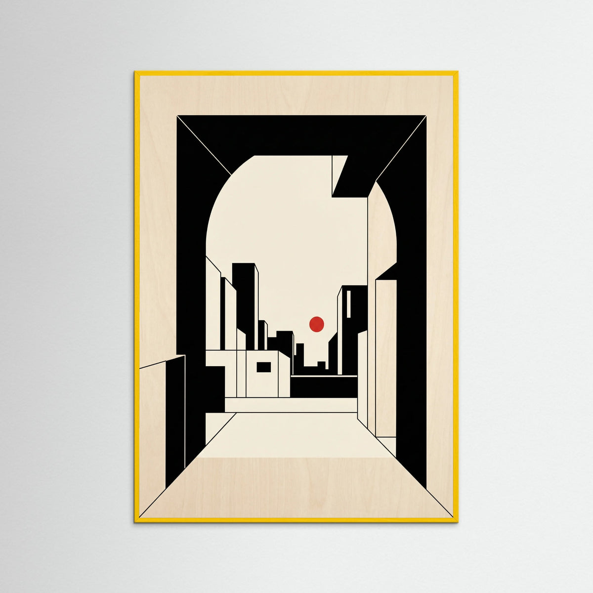 Yellow Wood Geometric Interior