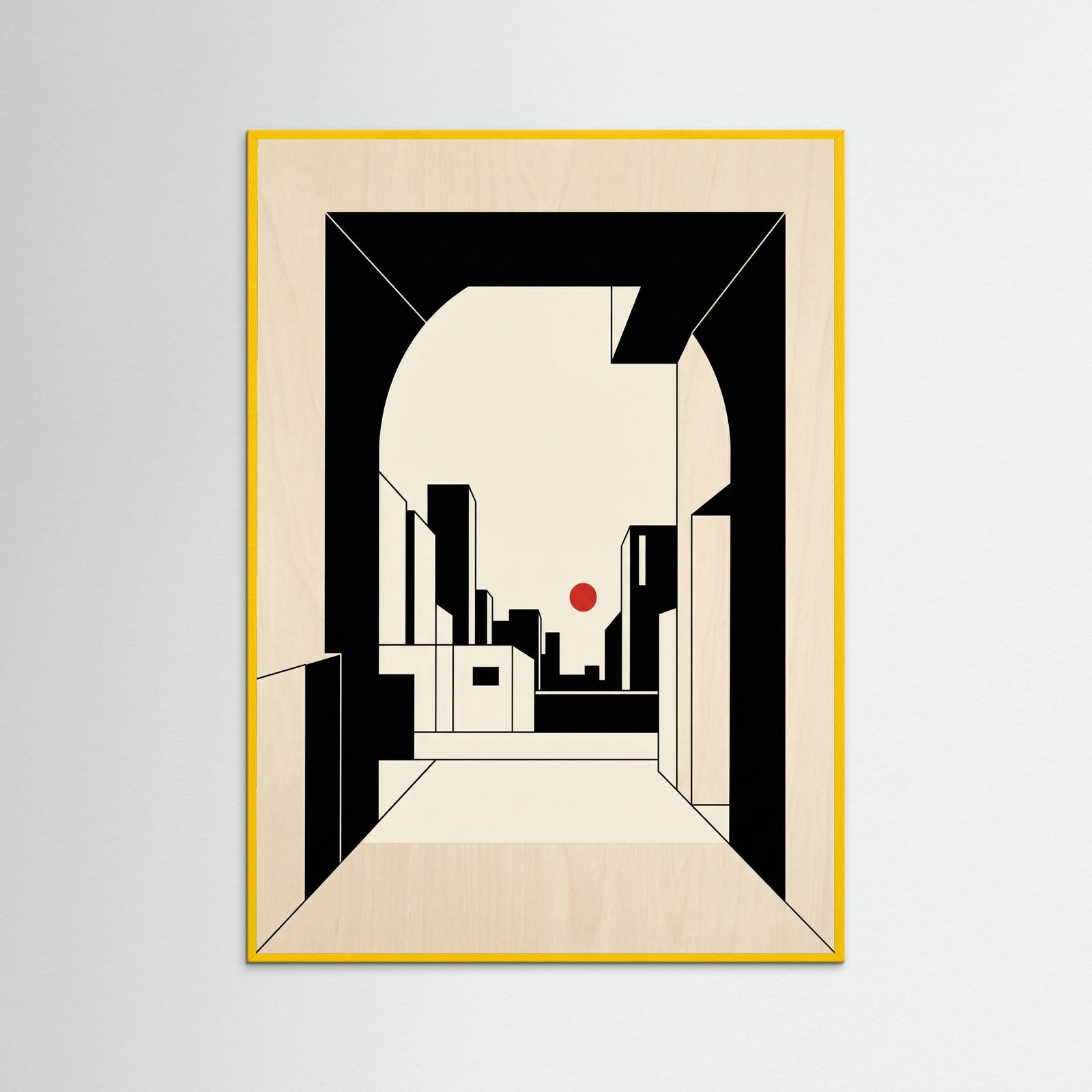 Yellow Wood Geometric Interior