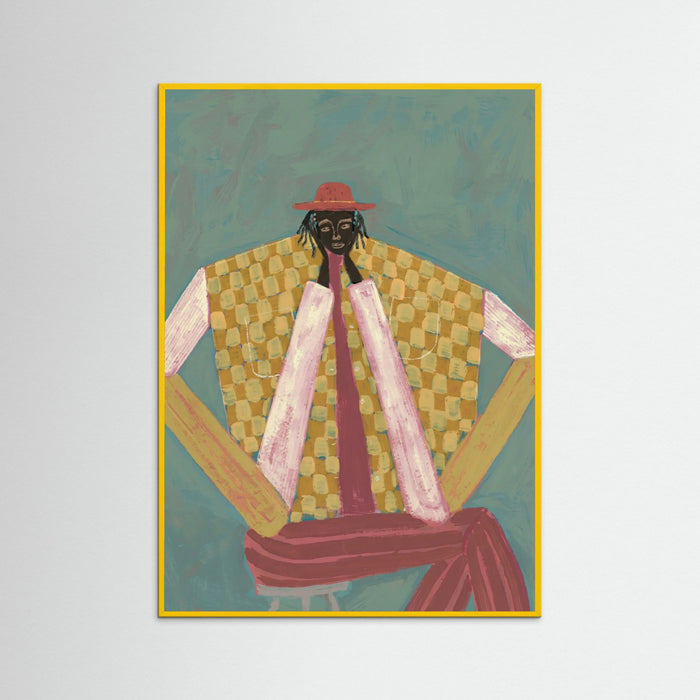 Yellow Wood Hatted Figure