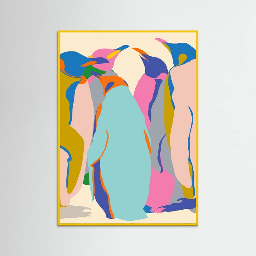 Yellow Wood In It Together Penguins Poster
