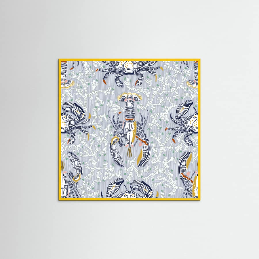 Affiche Lobster and crab coastal nostalgia grey pattern – affiche et impression d’art
