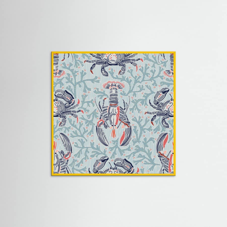 Lobster and crab coastal nostalgia mint pattern Poster – poster and art print
