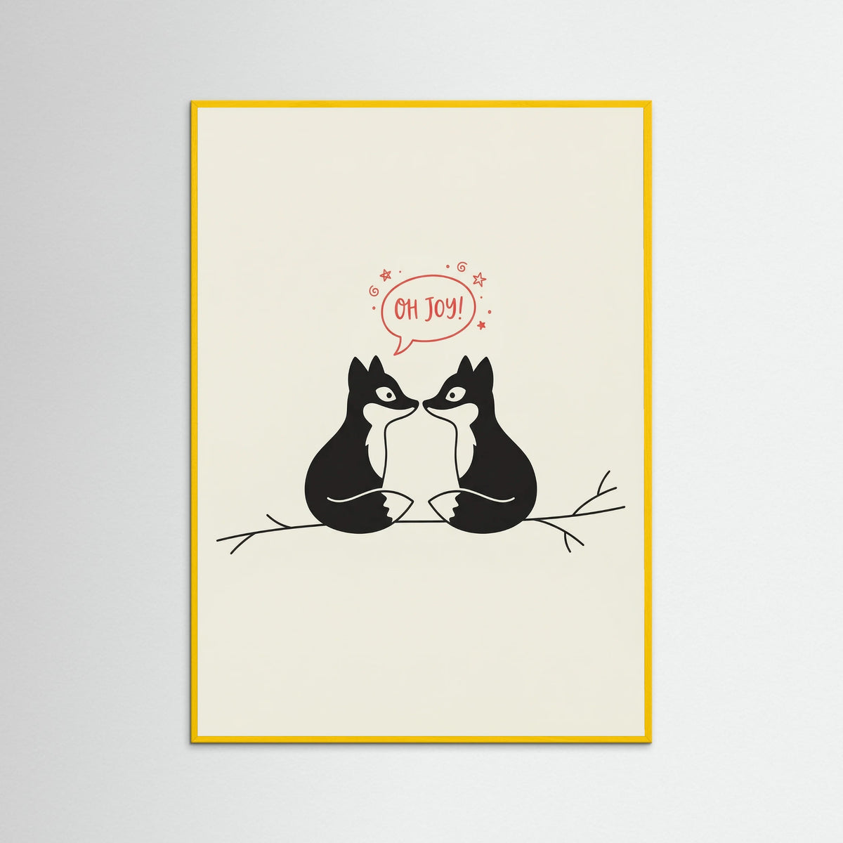 Yellow Wood Lovebirds Whimsical