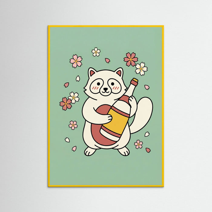 Yellow Wood Lucky Ramen Cat