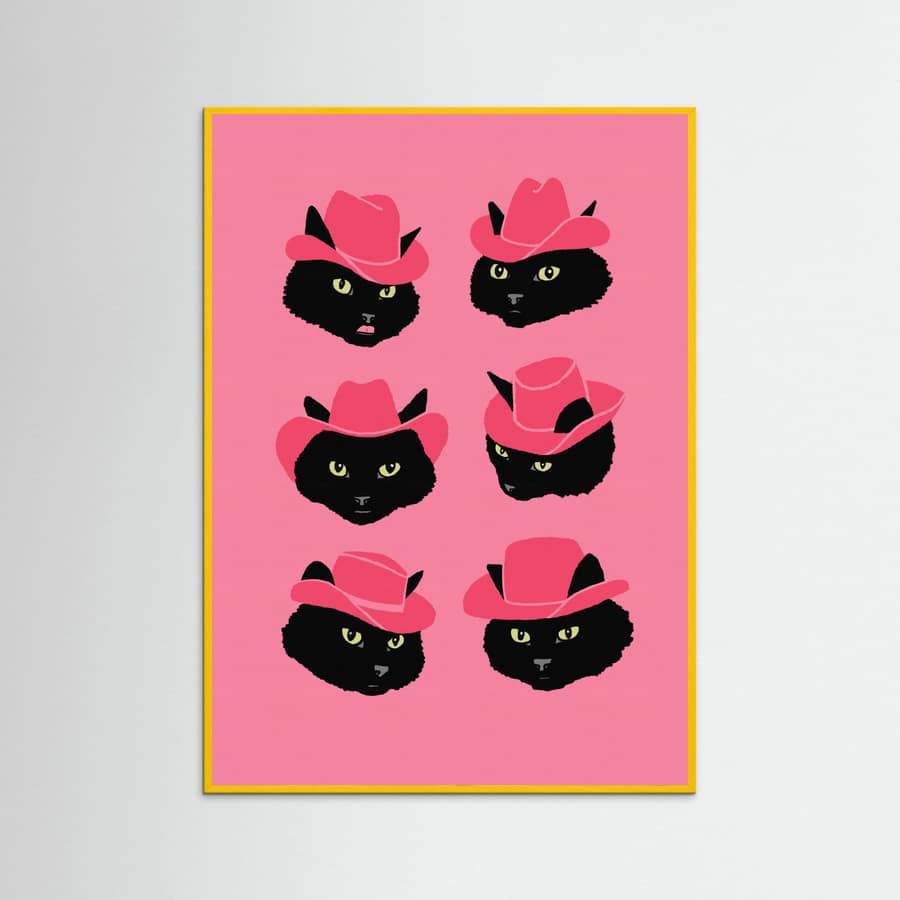 Yellow Wood Marcy the Cowgirl Cat Poster