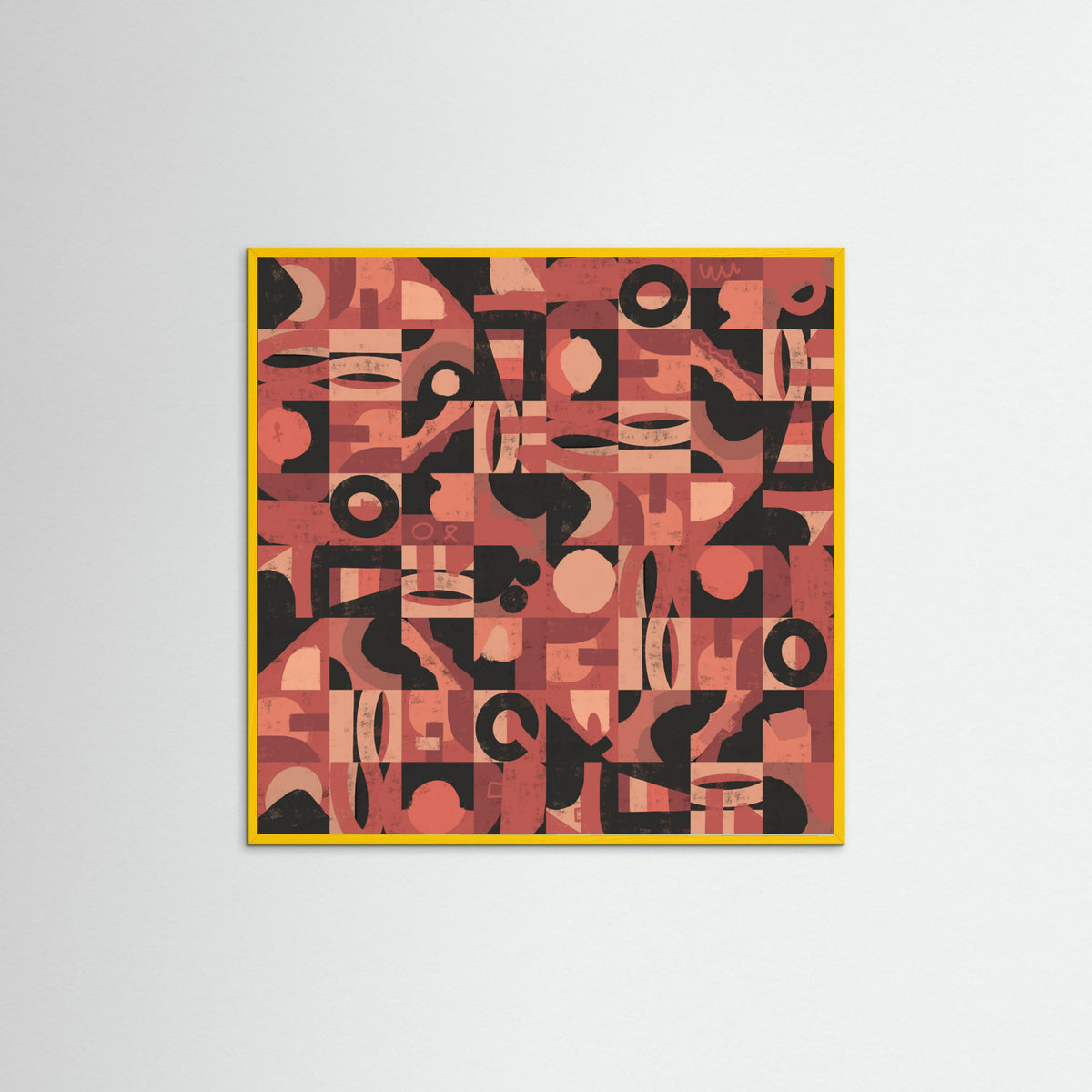 Yellow Wood Mid Century Grid Pattern Nine Poster