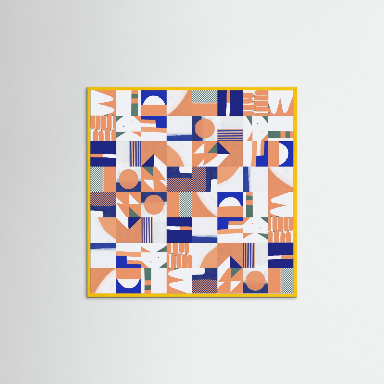 Yellow Wood Mid Century Grid Pattern Poster