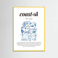 Póster Minimalist Blue Coastal Poster | Aesthetic Tropical and Marine Illustrations – póster e impresión artística