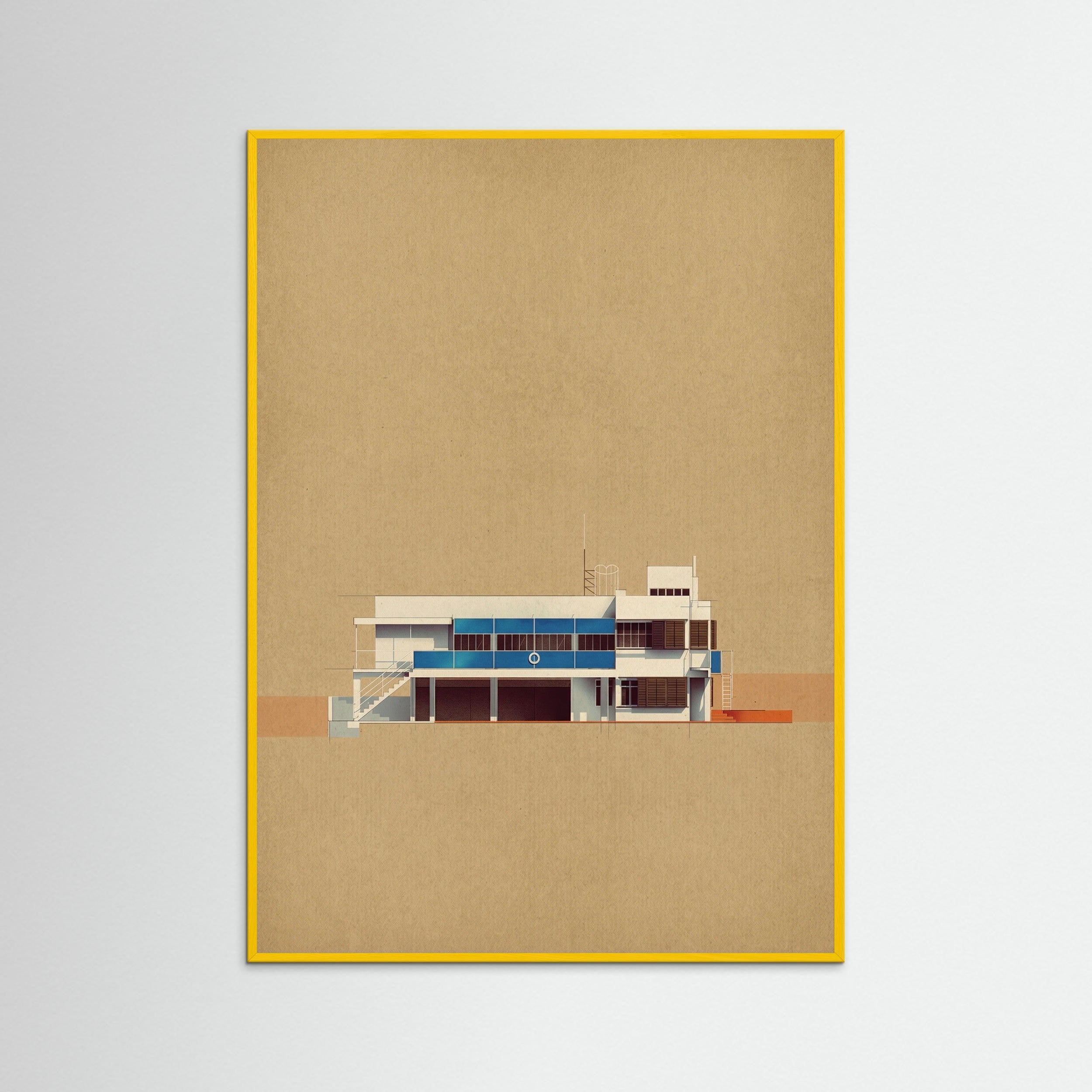 Yellow Wood Modernist Section View