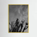 Yellow Wood Monochrome Cactus Sky Poster