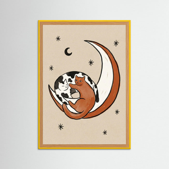 Yellow Wood Moonlit Cat Companions