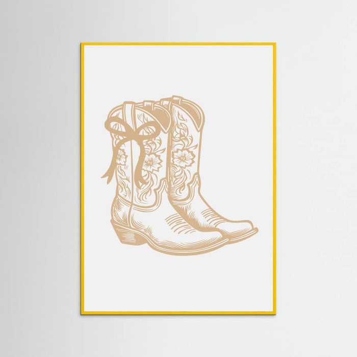 Neutral Cowgirl Boots with Bow Poster – plakat og kunsttryk