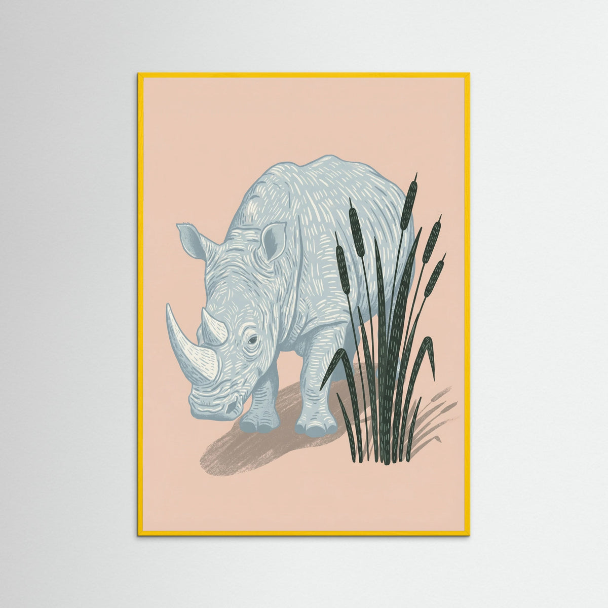 Yellow Wood Patterned Hippo Stillness