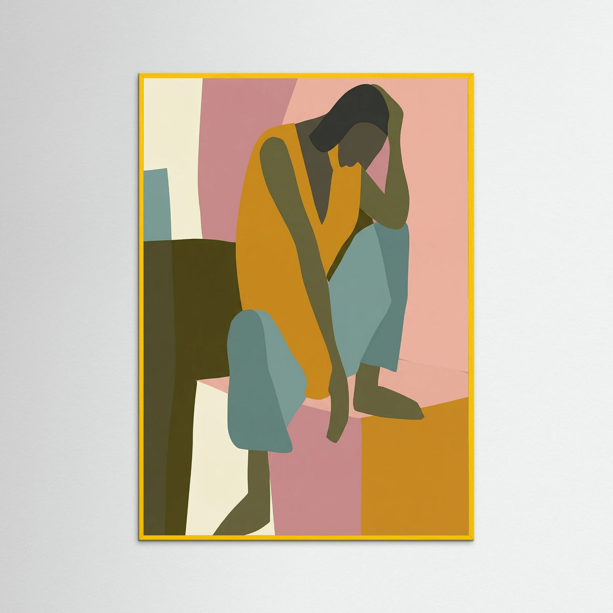 Yellow Wood Pensive Abstract