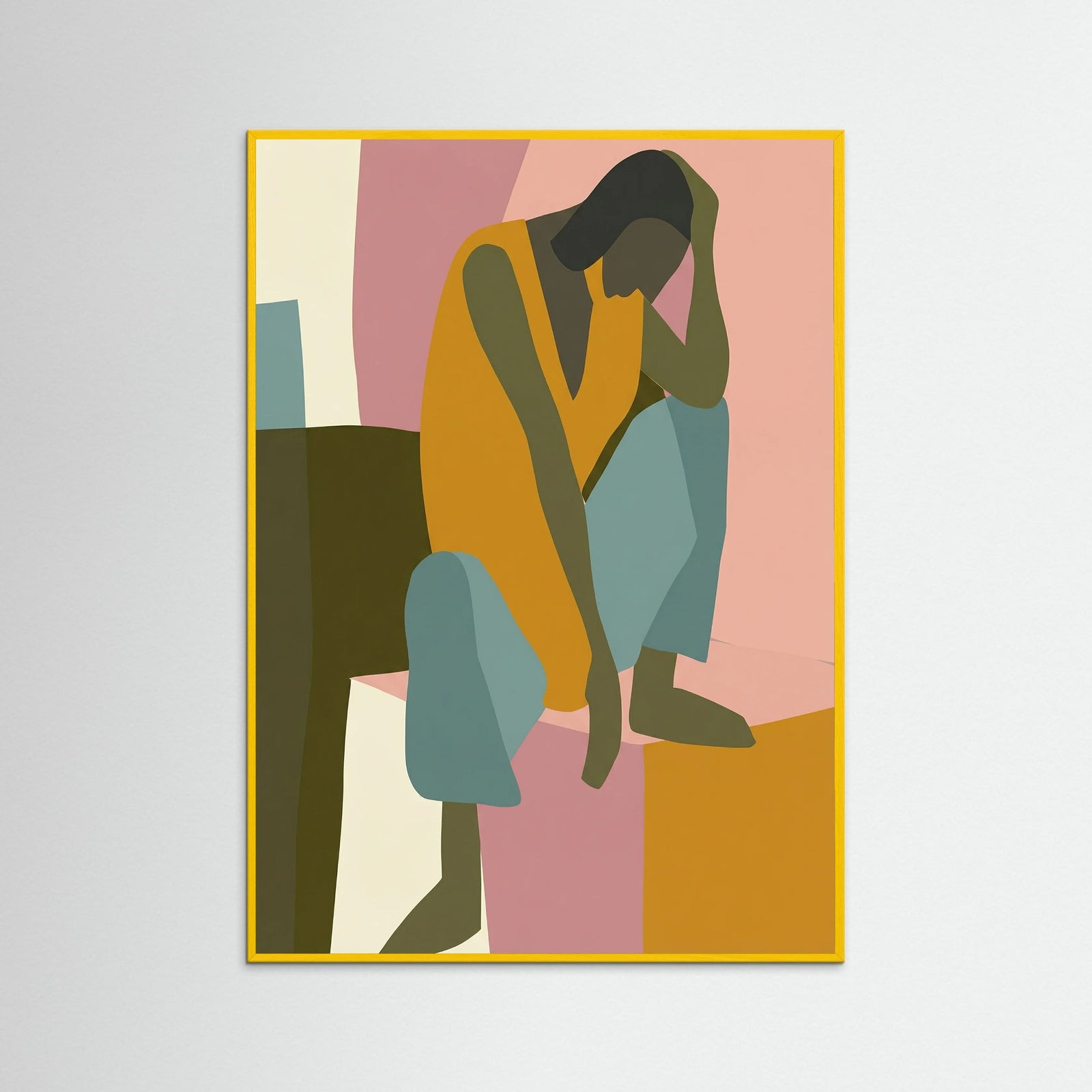 Yellow Wood Pensive Abstract