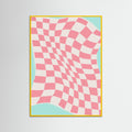 Yellow Wood Pink Checker Cloth Poster