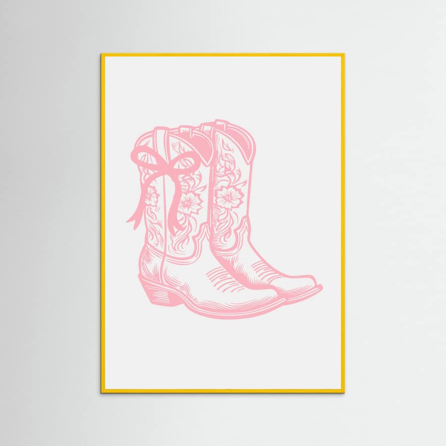 Pink Cowgirl Boots with Bow Poster – plakat og kunsttryk