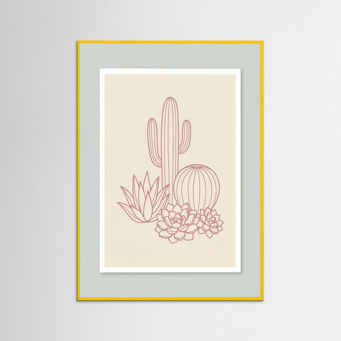 Yellow Wood Pink Palm Silhouettes